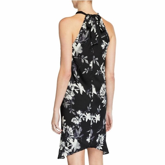 BCBGMaxAzria Black and White Halter Asymmetrical Dress - Small - Picture 3 of 8